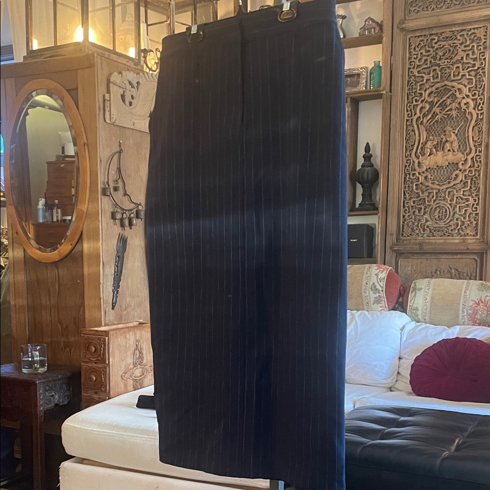 Elegant Navy Blue Pinstripe Skirt